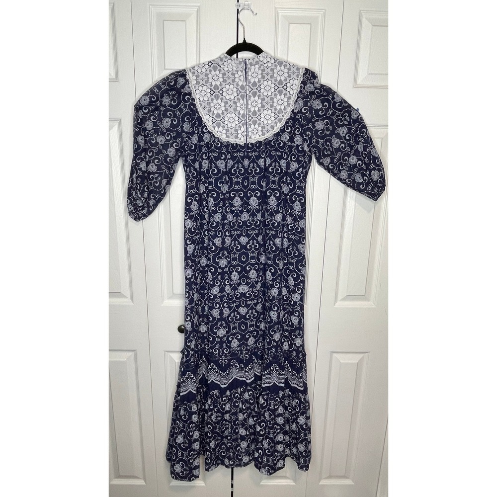 Holo Holo Hawaii Muumuu Dress Vintage Boho Cottagecore Blue Floral Cotton 16 - Picture 8 of 11
